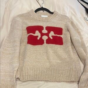 Women's Beige and Red Sweater